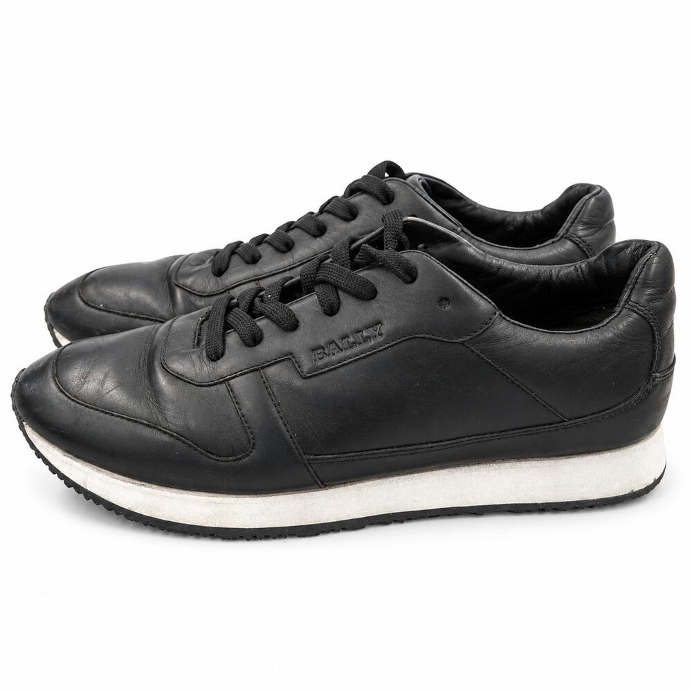 Bally Sprinter Men’s 10.5D Black Leather Retro Sneakers